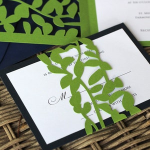 Leaf Lace Wedding Invitations unique, cutout, trellis wrap design with customizable colors image 2