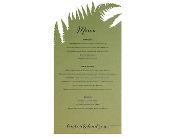 Fern Menu Cards - Unique, Cutout, Natural Wedding Accessory