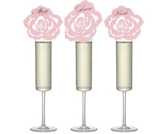 Rose Place Cards - glass, flower, rose, cutout, placecard