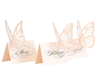 Butterfly Escort Cards - blush pink, place card, wedding, shower, baby, laser cut, elegant, pretty, pale pink, table number, adorable, cute