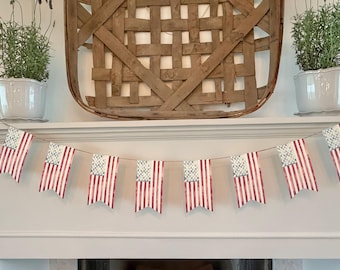American Flag Watercolor Painting Banner Garland Handmade in the USA 250 Years