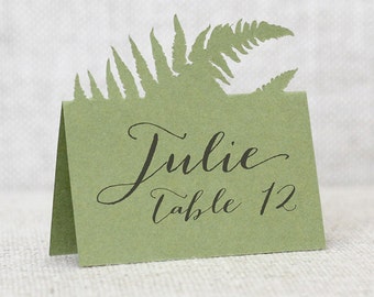 Fern Escort Cards - place card, table number, wedding, woodland, nature, natural, outdoor, forrest, rustic, summer, spring, green moss