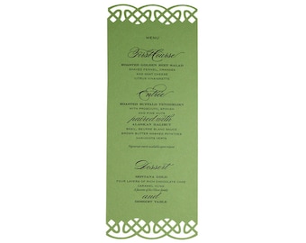 Celtic Knot Menu Cards - Cutout, Irish Wedding Accessory