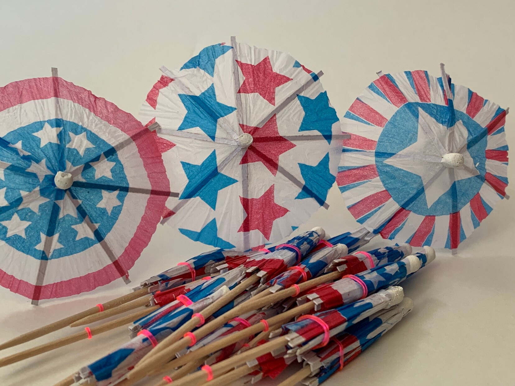 Set of 24 Patriotic Drink Umbrellas Drink Parasol Beverage Umbrellas