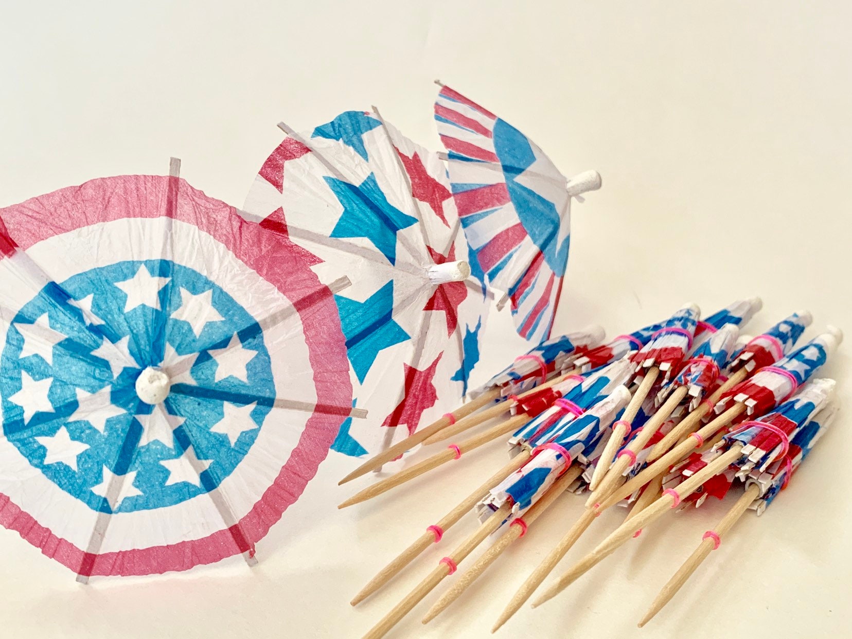 Set of 24 Patriotic Drink Umbrellas Drink Parasol Beverage Umbrellas