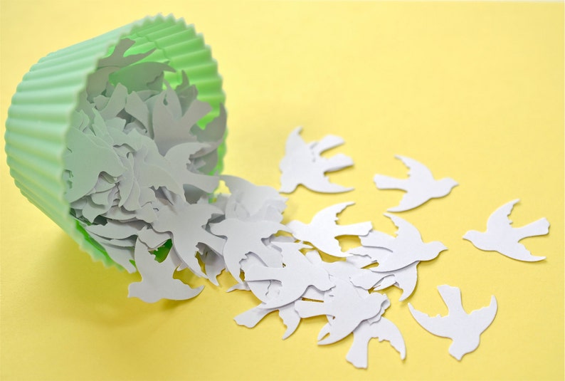 WhiteDoves 100 Count Punched Doves Card Making Embellishments Table Confetti Pumched Birds Table Decorations