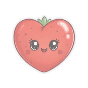 Cartoon Happy Strawberry Heart Kiss-Cut Stickers, Fruit Sticker Pack, Cute Laptop Decals, Kawaii Scrapbooking Supplies, Fun Waterproof