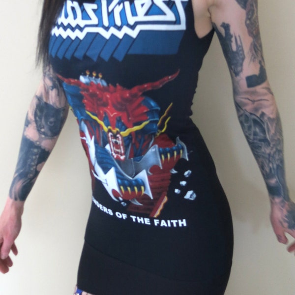 Judas Priest Defenders Of The Faith Studded Leather Garter Mini Dress