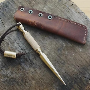 Marlin Spike Knurled Handle, Brass Collectible and Knot Tool for Hiking and Camp