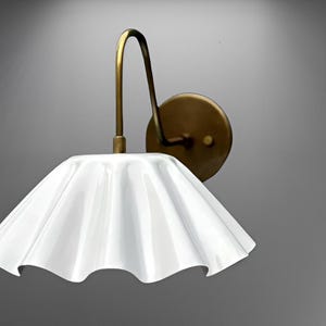 Mid Century Modern Brass Wall Lamp | Elegant Raw Brass Sconce Light Fixture for Bedroom, Hallway, or Living Room