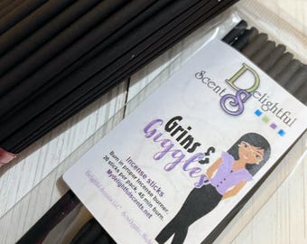 GRINS N GIGGLES Varitas de incienso, paquete de 20, sumergidas a mano y secadas al aire