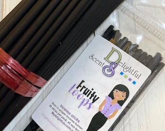 Varitas de incienso Fruity Loops, paquete de 20 unidades, elaboradas a mano con aromaterapia.