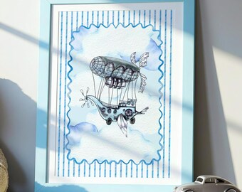Flugzeug-Wandbild fürs Kinderzimmer, 3-teilig, sofortiger digitaler Download