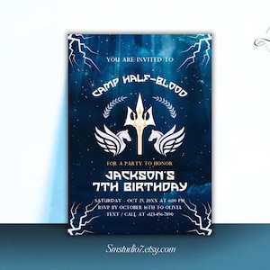 Percy Jackson Camp Half-Blood Inspired Birthday Invitation | Nautical Birthday | Instant Download | Editable Template | Edit in Canva, B56