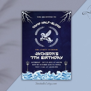 Percy Jackson Camp Half-Blood Inspired Birthday Invitation | Nautical Birthday | Instant Download | Editable Template | Edit in Canva, B57