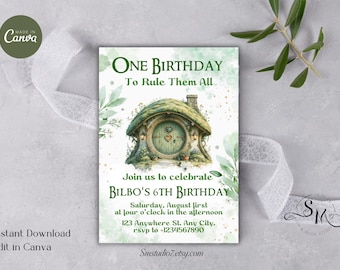 Fantasy Birthday invitation | Cottagecore Party Invite | One Birthday toRule Them All | Birthday | Instant Download | Edit in Canva | B65