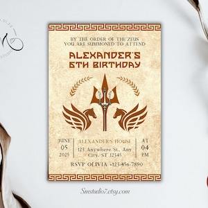 Vintage Percy Jackson Camp Half-Blood Inspired Birthday Invitation | Greek Mythology | Instant Download | Edit in Canva | B55