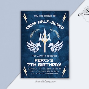 Percy Jackson Camp Half-Blood Inspired Birthday Invitation | Nautical Birthday | Instant Download | Editable Template | Edit in Canva, B56
