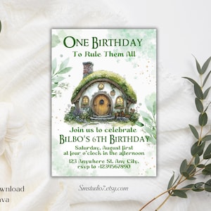 Fantasy Birthday invitation | Cottagecore Party Invite | One Birthday to Rule Them All | Birthday | Instant Download | Edit in Canva | B65