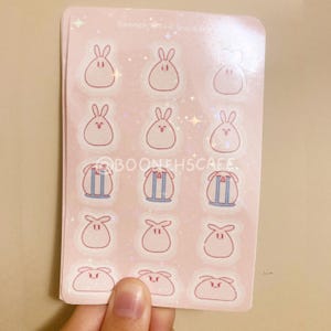 Booneh's Stimmungs-Tracker / Süßes Rosa Häschen Sticker Bogen / Journaling / Süße Kunst / Ästhetik / Schreibwaren