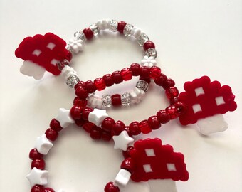 Pulsera Kandi con dije de hongo Perler - Juego de 3