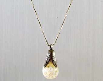 Fiery Opal Teardrop Pendant Necklace