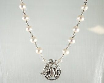 Stunning Pearl Lotus Necklace