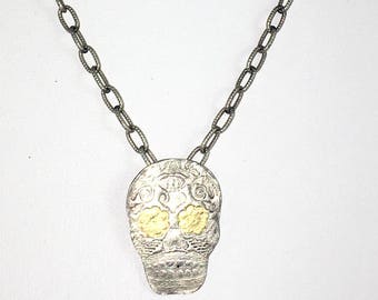 Halloween Day of the Dead Silver Skull