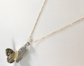 Fine Silver Butterfly Necklace on 14k gold filled chain