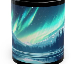 Enchanting Northern Lights Ceramic 11oz/15oz Mug - Aurora Mug, Polar Lights Winter Coffee Cup, Artic Mug, Astronomer Gift