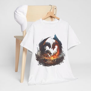 Epic Dragon Battle T-Shirt - Fantasy War Scene with Fighting Dragons and Armies - Medieval Combat Tee, Gift for Him, Gift for Her