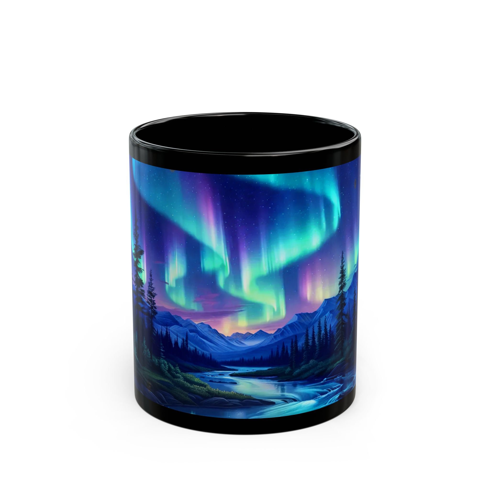 Enchanting Northern Lights Ceramic 11oz/15oz Mug - Aurora Mug, Polar Lights Winter Coffee Cup, Artic Mug, Astronomer Gift