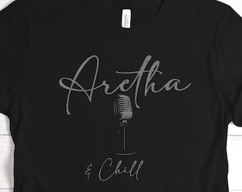 T-shirt in cotone ispirata ad Aretha Franklin, maglietta da diva vintage