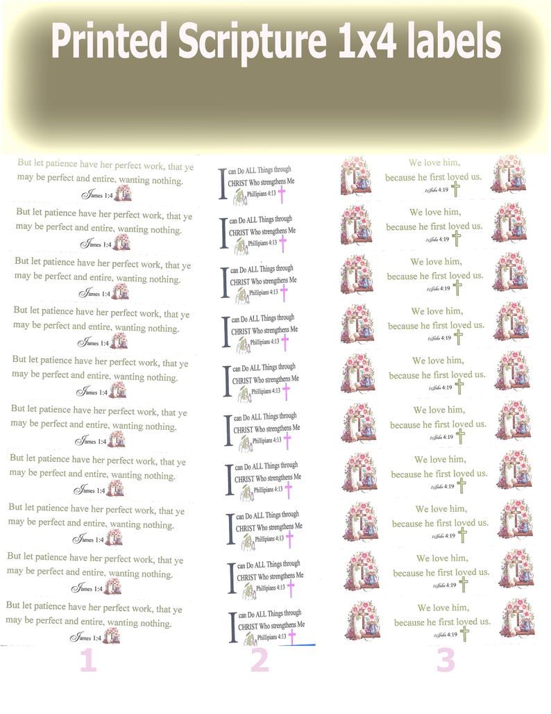 Labels Sheets Address Scripture Printed 1 or 4 Sheets - Etsy