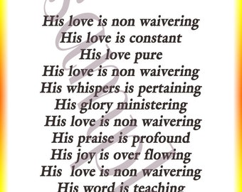 No Wavering of His Love poem bookmark instant download