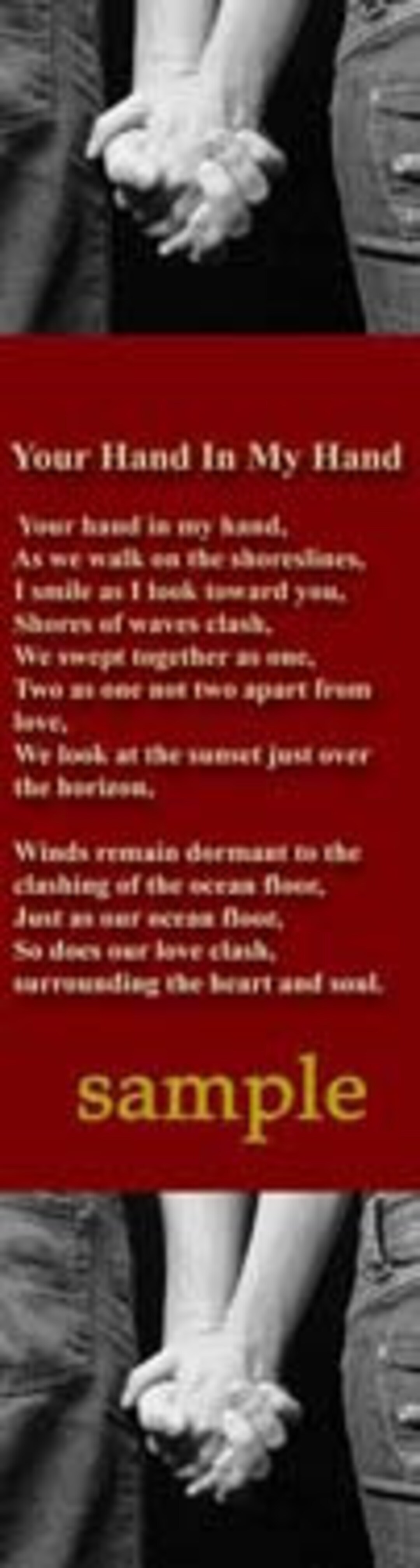 Your Hand in My Hand Poem Bookmark Instant Download Etsy