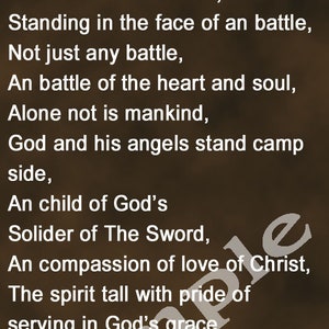 Bookmark Solider of the Word poem inspiring image 4