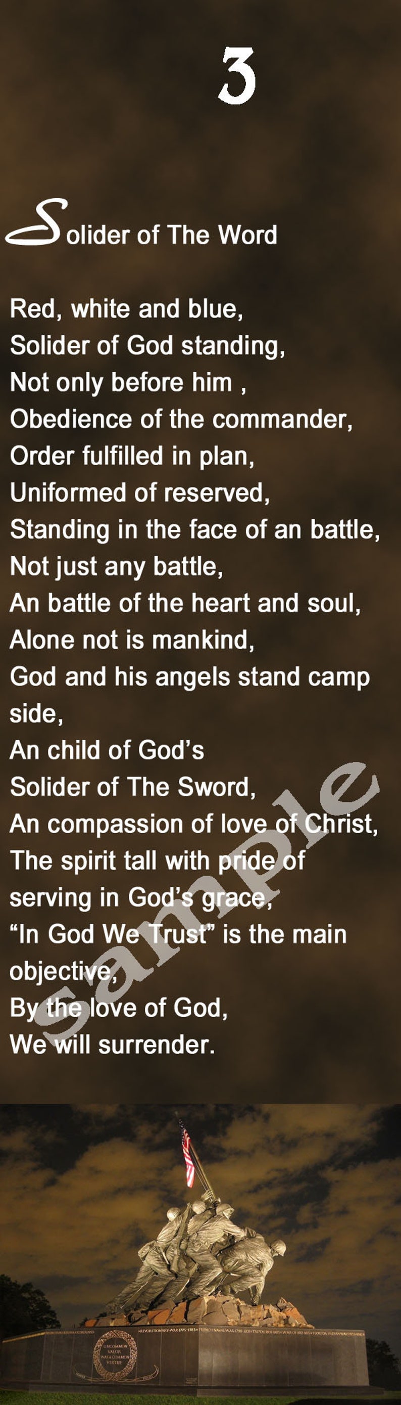 Bookmark Solider of the Word poem inspiring image 4