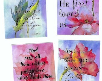 Biblical verse Printed square stickers - Christian stickers, Scripture stickers, Christian journaling,Christian cardmaking