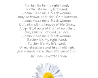 Jesus Made Me A Black Woman Of God-5"x7"  Poem card & Bookmark