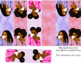 instant Downloads- Magnet Bookmarks For you To DIE CUT " Afro-American Girls with cup