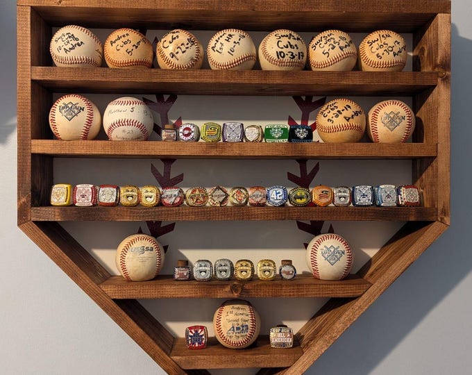 Large Homeplate Ring and Baseball Display