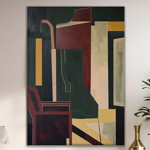Abstract Visual Painting, Modern Art, Wall Decor, Green Based Abstract Oil Painting, Impressionist Wall Decor, Abstract Interior Painting