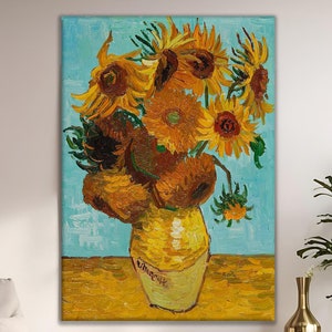Vincent Van Gogh Sunflowers, Sunflower Painting, Yellow Flower in Vase Oil Painting, Floral Art, Naturmort Painting, Van Gogh Oil Paint