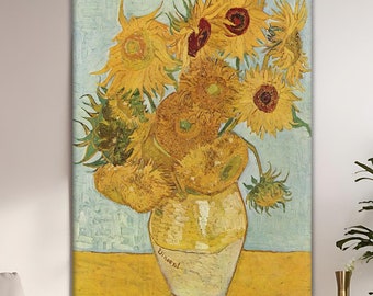 花瓶に入った3本のひまわり - ヴィンセント・ヴァン・ゴッホの手描きの