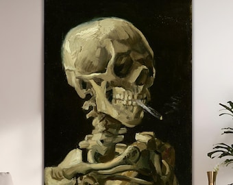 Skull of a Skeleton With Burning Cigarette - Vincent Van Gogh Hand-painted  Oil Painting Replica, Basis of Anatomical Studies, Medicine Art