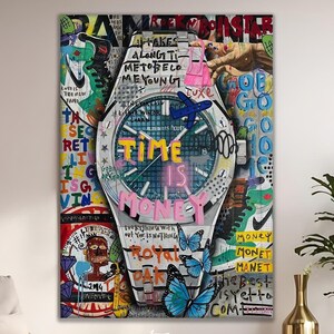 AP Luxe Watch Pop Art Oil Painting, Original Wall Decor Painting, Rich Style Graffiti Wall Art, Rich Home Gift, Audemars Piguet Watch