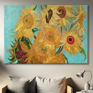 Vincent Van Gogh Sunflowers Oil Painting, Sunflower Painting, Yellow Flower in Vase Paint, Floral Art, Naturmort Painting, Van Gogh Flowers