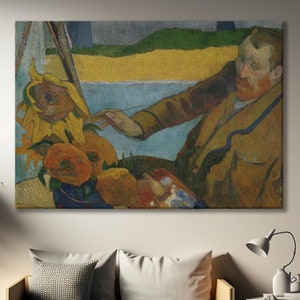 Vincent Van Gogh Painting Sunflowers, Van Gogh with Flowers, Sunflowers in Vase Oil Paint, Floral Art, Framed Wall Decor, Van Gogh Wall Art