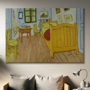 Vincent Van Gogh Bedroom in Arles-October 1888 Oil Painting, Van Gogh Indoor Painting, VanGogh&#39;s Room Painting, Textured Oil Painting